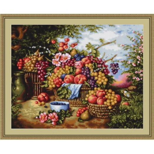 B475 Натюрморт на фоне природы. Набор для вышивки нитками. Luca-s
