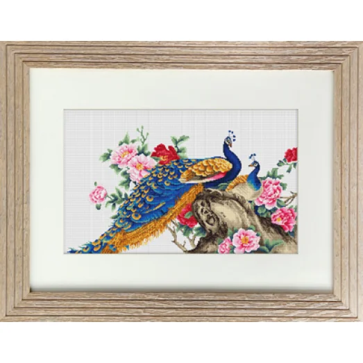 B460 Два павлина. Набор для вышивки нитками. Luca-s