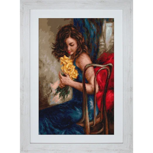 B532 Желтые розы. Набор для вышивки нитками. Luca-s