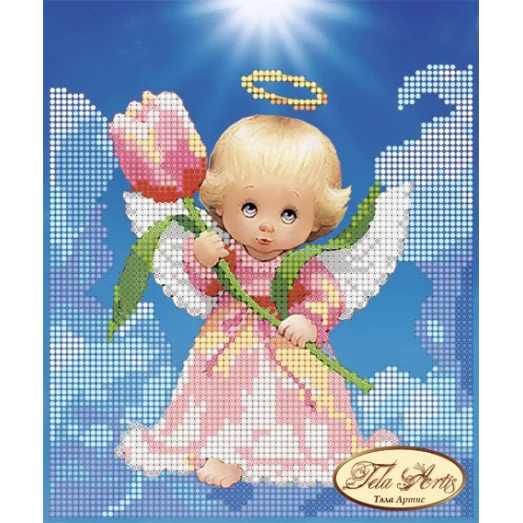 ТМ-019 Ангелочек с тюльпаном. Схема для вышивки бисером Тела Артис