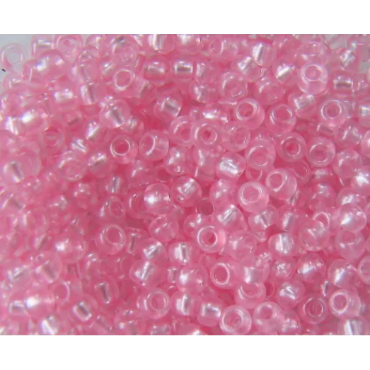 08198 Розовый с перламутровой серединкой, прозрачный Бисер Preciosa