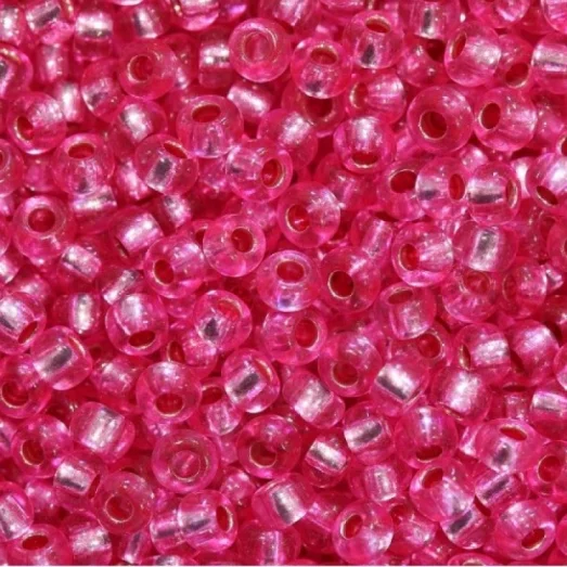 08277 Розовый с серебряной серединкой, прозрачный Бисер Preciosa