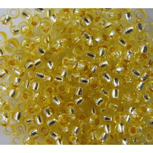 08283 Бисер прозрачный, светлый жёлтый, серебряная серединка Бисер Preciosa