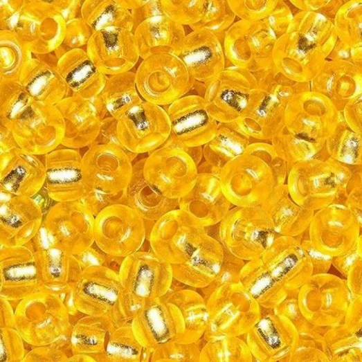 08286 Жёлтый с серебряной серединкой, прозрачный Бисер Preciosa