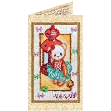 АО-101 Мишка Тедди. Набор-открытка для вышивки бисером Абрис Арт