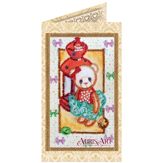 АО-101 Мишка Тедди. Набор-открытка для вышивки бисером Абрис Арт