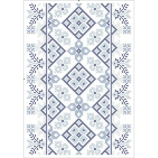 ФВС-134 Синий орнамент. Водорастворимый флизилин для вышивки. ТМ Княгиня Ольга