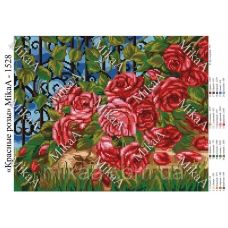 МИКА-1528 (А3) Красные розы. Схема для вышивки бисером