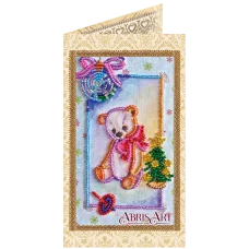 АО-103 Мишка Тедди. Набор-открытка для вышивки бисером Абрис Арт