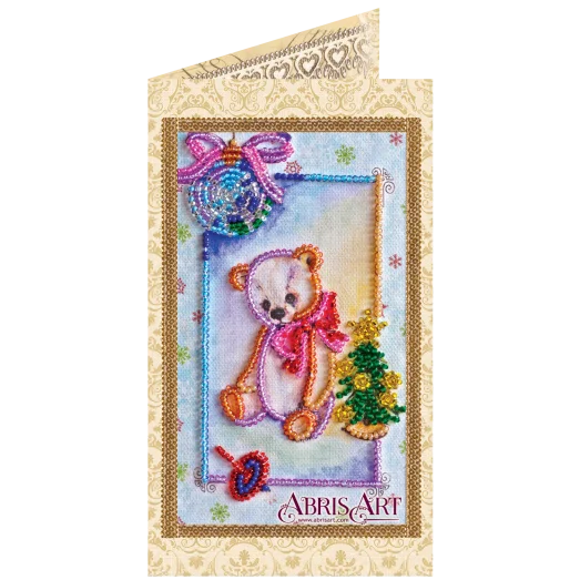 АО-103 Мишка Тедди. Набор-открытка для вышивки бисером Абрис Арт