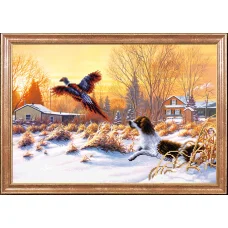 КС-104 Собака на охоте. Схема для вышивки бисером Магия Канвы