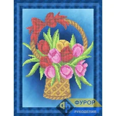 ФР-НБч4-119 Букет тюльпанов в корзине. Схема для вышивки бисером ТМ Фурор
