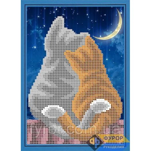 ФР-ДБч5-133 Пара котов на крыше. Схема для вышивки бисером ТМ Фурор Рукоделия