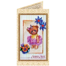 АО-106 Мишка Тедди. Набор-открытка для вышивки бисером Абрис Арт