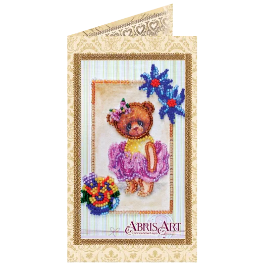 АО-106 Мишка Тедди. Набор-открытка для вышивки бисером Абрис Арт