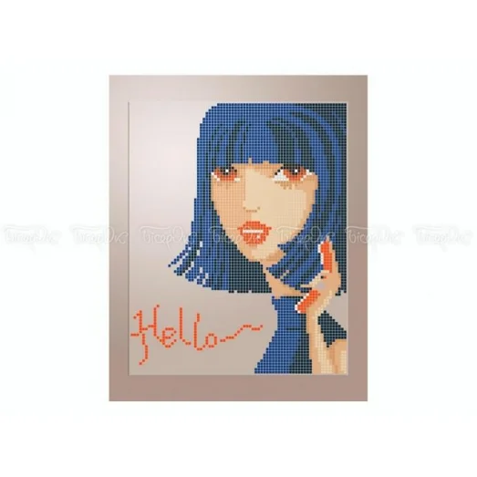 40-411 (20*25) Девушка в синем. Схема для вышивки бисером Бисерок