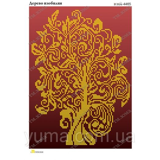ЮМА-4465 Дерево изобилия (красный фон). Схема для вышивки бисером