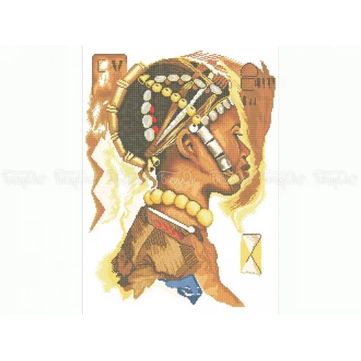 40-211 (40*60) Африканская девушка. Схема для вышивки бисером Бисерок