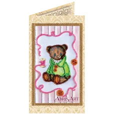 АО-107 Мишка Тедди. Набор-открытка для вышивки бисером Абрис Арт