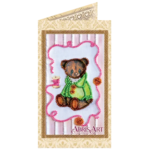 АО-107 Мишка Тедди. Набор-открытка для вышивки бисером Абрис Арт