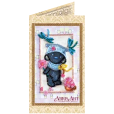 АО-108 Мишка Тедди и стрекозы. Набор-открытка для вышивки бисером Абрис Арт