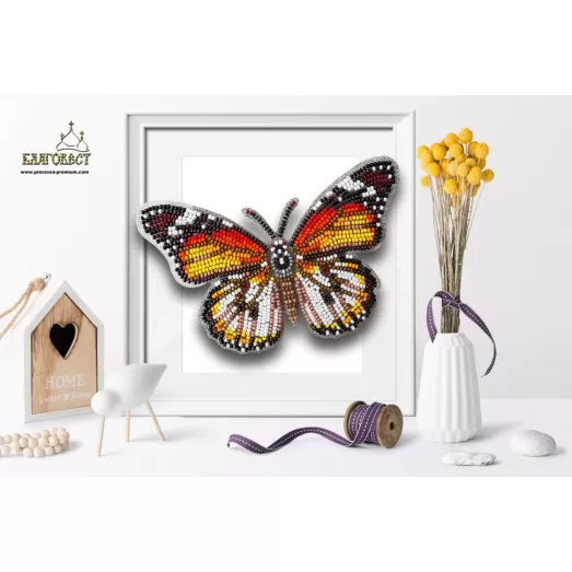 Б-029 Danaus Chrysippus Alcippus. Набор бабочка для вышивки бисером Благовест