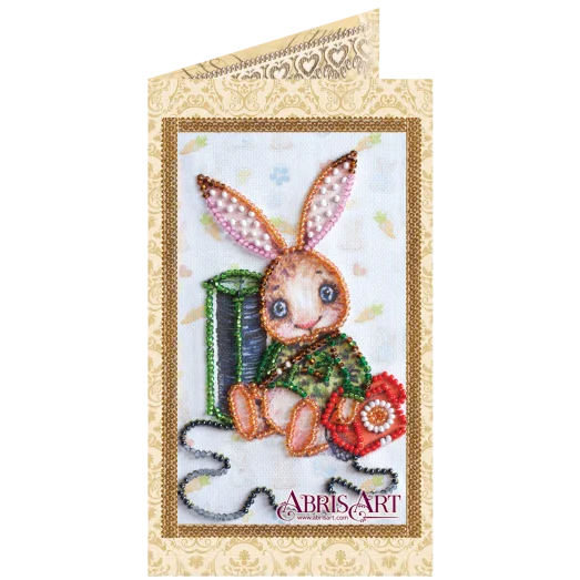 АО-109 Зайка Тедди. Набор-открытка для вышивки бисером Абрис Арт