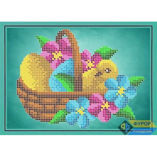 ФР-ДБч5-137 Пасхальная корзинка с цыпленком. Схема для вышивки бисером ТМ Фурор