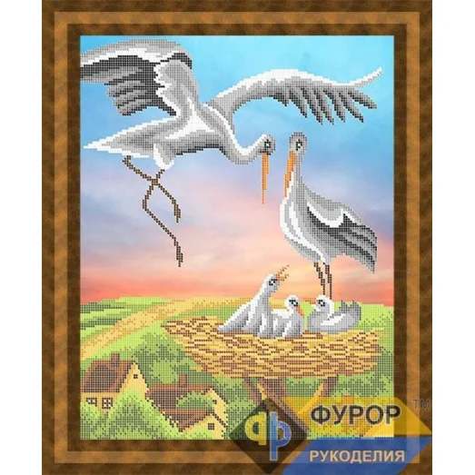 ФР-ЖБч3-117 Семейство аистов. Схема для вышивки бисером ТМ Фурор