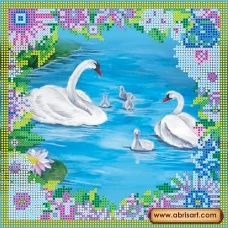АС-010 Лебеди. Схема для вышивки бисером на холсте. АбрисАрт