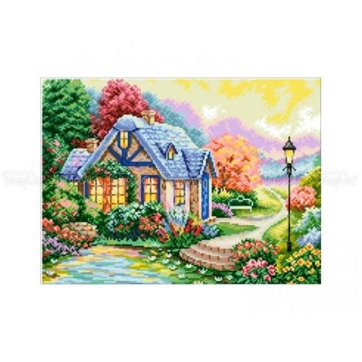 10-361 (30*40) Красочный домик. Схема для вышивки бисером Бисерок