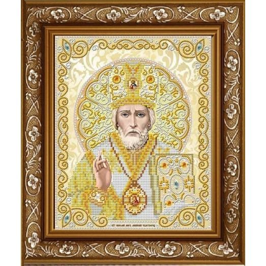 ЖС-4006 Святой Николай в жемчуге (золото). Схема для вышивки бисером Благовест