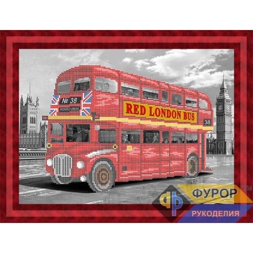 ФР-ПБч3-077 Красный лондонский автобус. Схема для вышивки бисером ТМ Фурор
