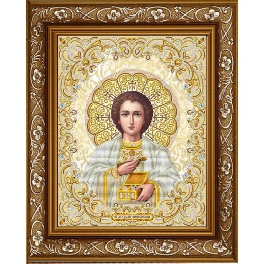 ЖС-3015 Святой Пантелеймон Целитель в жемчуге (золото). Схема для вышивки бисером Благовест