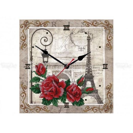 ЧВ-5378 (30*40) Часы Роза-Париж. Схема для вышивки бисером Бисерок
