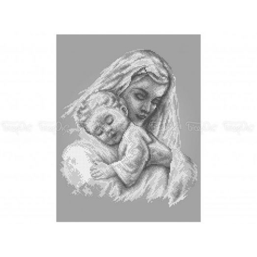 ЧВ-5181 Мать и дитя серый фон. Схема для вышивки бисером. Бисерок 