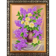 К-3152-ш Сирень и кремовые розы. Схема для вышивки бисером Благовест