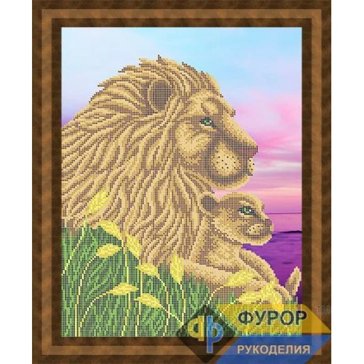 ФР-ЖБч3-128 Лев и львенок. Схема для вышивки бисером ТМ Фурор