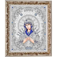 ЖС-3009 Пресвятая Богородица Семистрельная в жемчуге. Схема для вышивки бисером Благовест