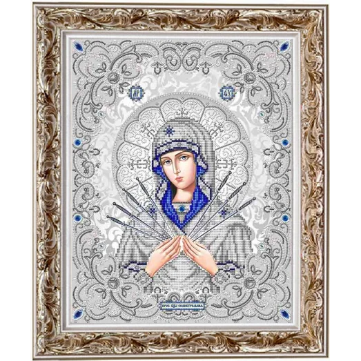 ЖС-3009 Пресвятая Богородица Семистрельная в жемчуге. Схема для вышивки бисером Благовест