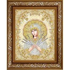 ЖС-3010 Пресвятая Богородица Семистрельная в жемчуге (золото). Схема для вышивки бисером Благовест