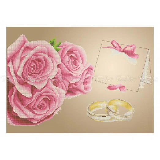 ЧВ-7061 Свадебная метрика с розами. Схема для вышивки бисером. Бисерок