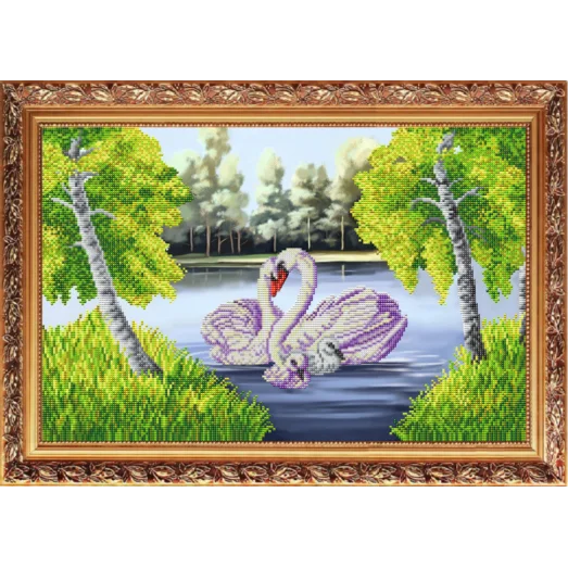 К-3519 Лебединая семья. Схема для вышивки бисером Благовест