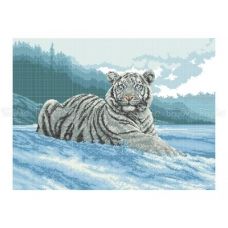 50-211 (40*60) Белый тигр. Схема для вышивки бисером Бисерок