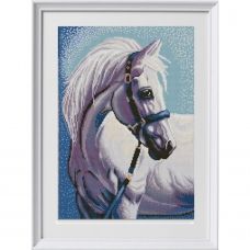 НИК-1304 Белая лошадь. Схема для вышивки бисером ТМ Конек