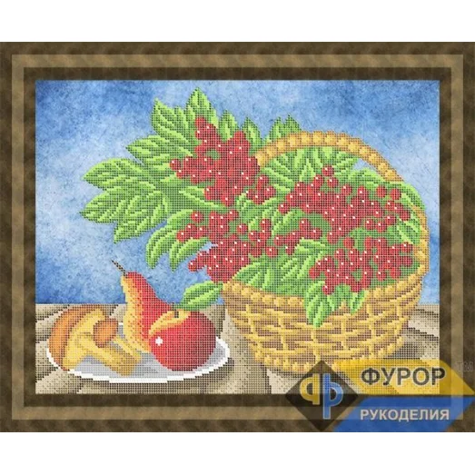 ФР-НБч3-141 Корзинка с калиной. Схема для вышивки бисером ТМ Фурор