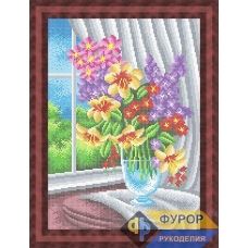 ФР-НБп3-146 Цветы в вазе у окна. Схема для вышивки бисером ТМ Фурор