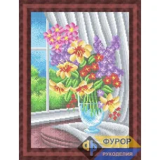 ФР-НБп3-146 Цветы в вазе у окна. Схема для вышивки бисером ТМ Фурор