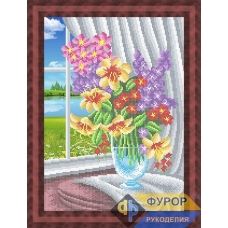 ФР-НБч3-147 Цветы в вазе у окна. Схема для вышивки бисером ТМ Фурор
