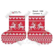 МИКА-1686 (А5) Ёлочная игрушка Варежка Схема для вышивки бисером